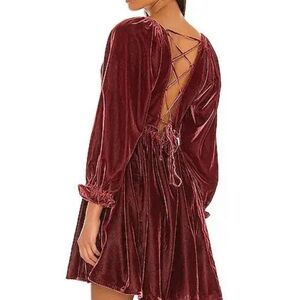 Free People Daphne Burgundy Velvet Backless Dress size M